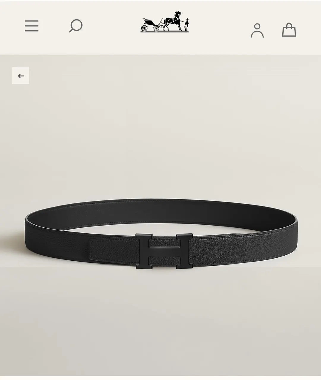 buckle Hermes Matte Black Leather Belt