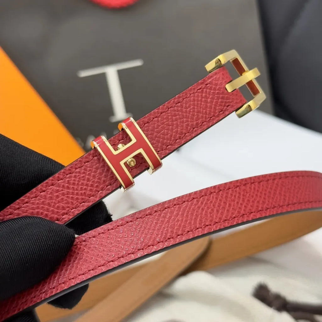 gold Hermes Red Leather Belt