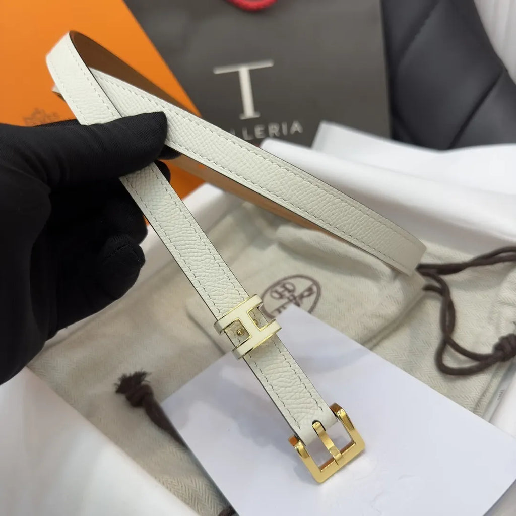 Hermes White Grain Leather Belt - Hình 2