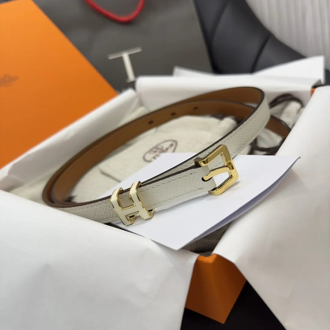 Hermes White Grain Leather Belt - Hình 3