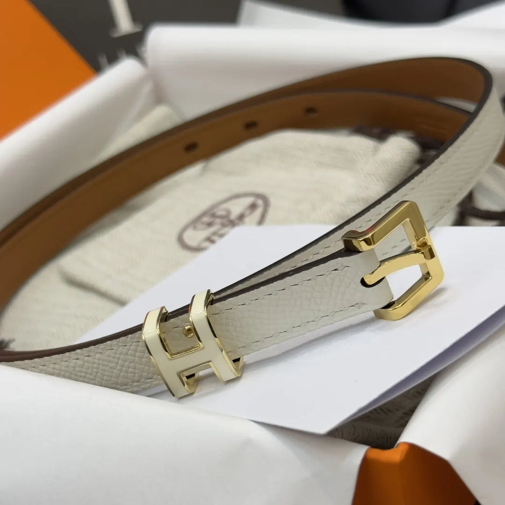 Hermes White Grain Leather Belt - Hình 4