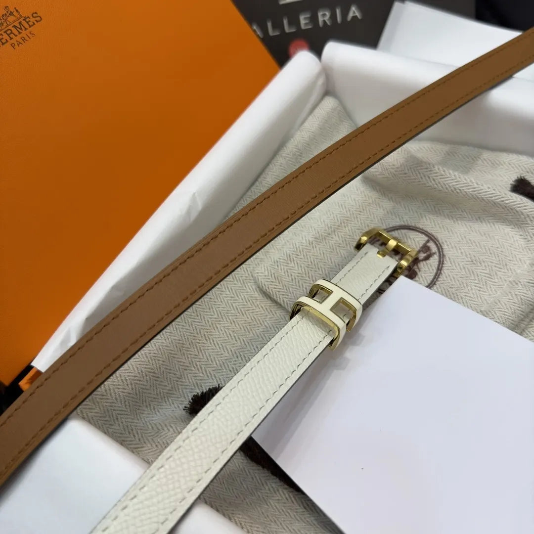 Hermes White Grain Leather Belt - Hình 5