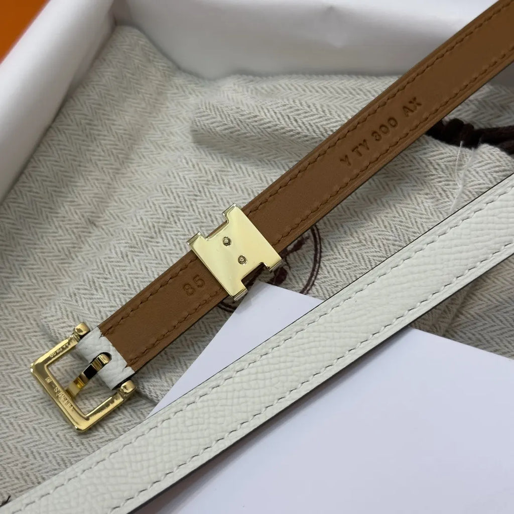 Hermes White Grain Leather Belt - Hình 6