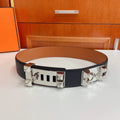 Hermes Black Leather Belt Silver Medor Buckle