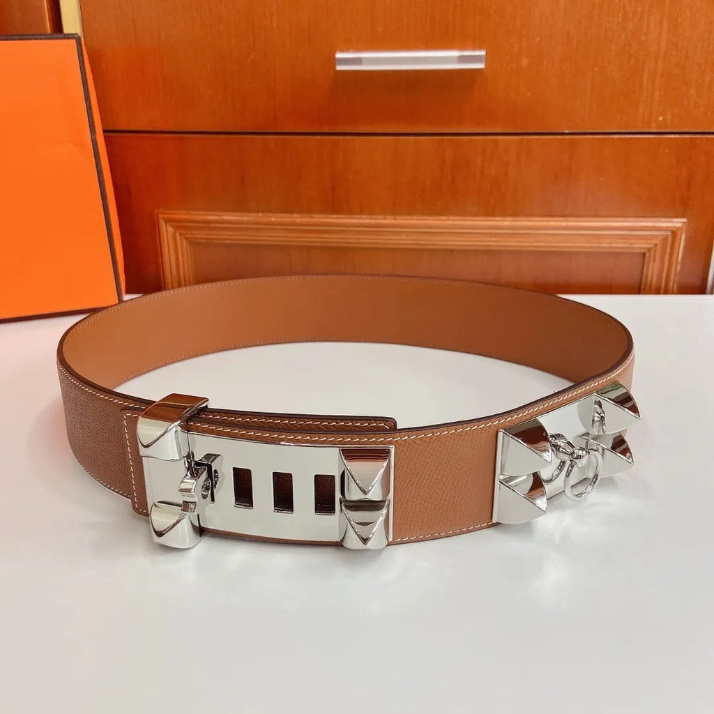 Hermes Gold Studded Leather Belt