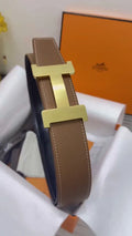 gold Hermes Tan Leather Belt