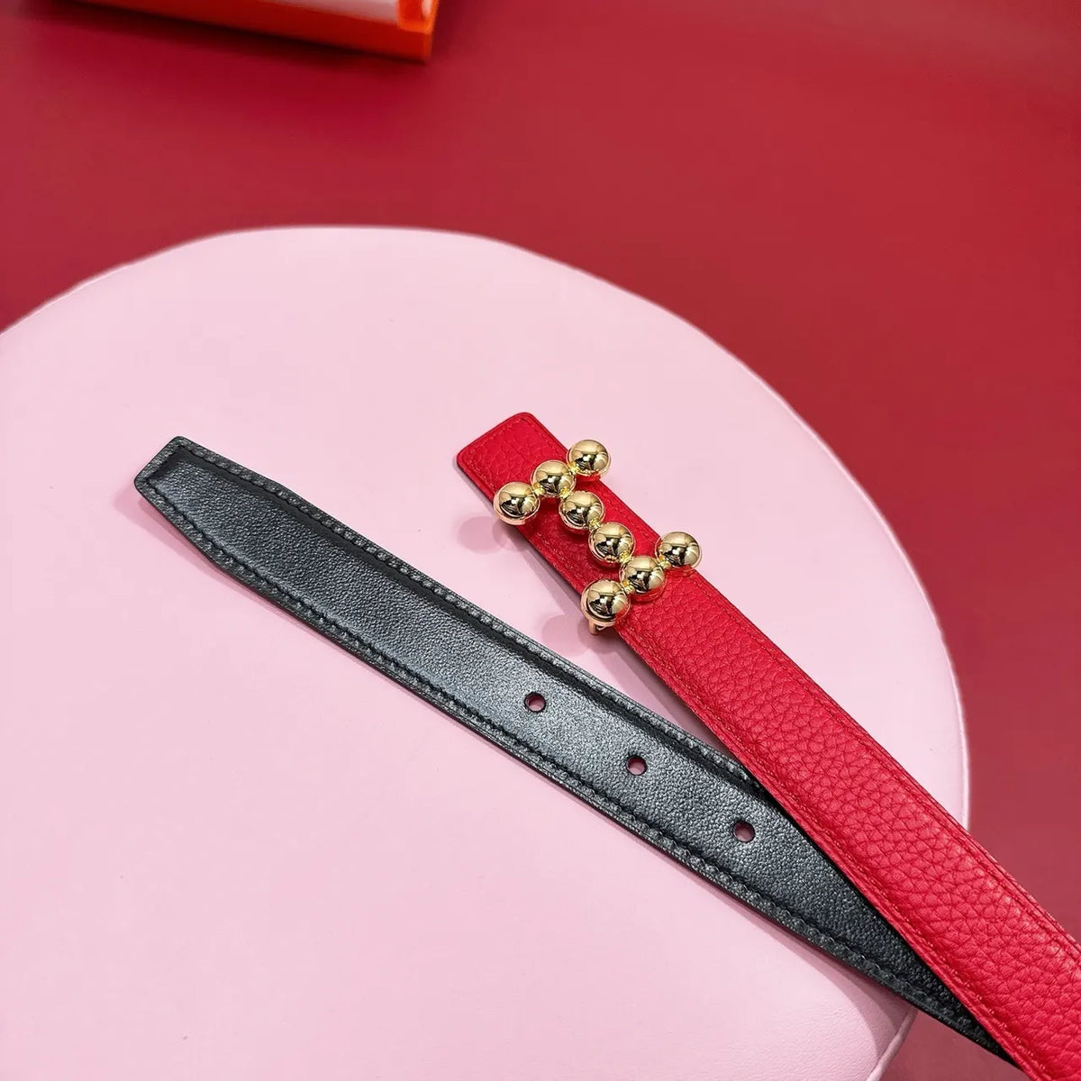 Hermes Red Leather Belt - Hình 2