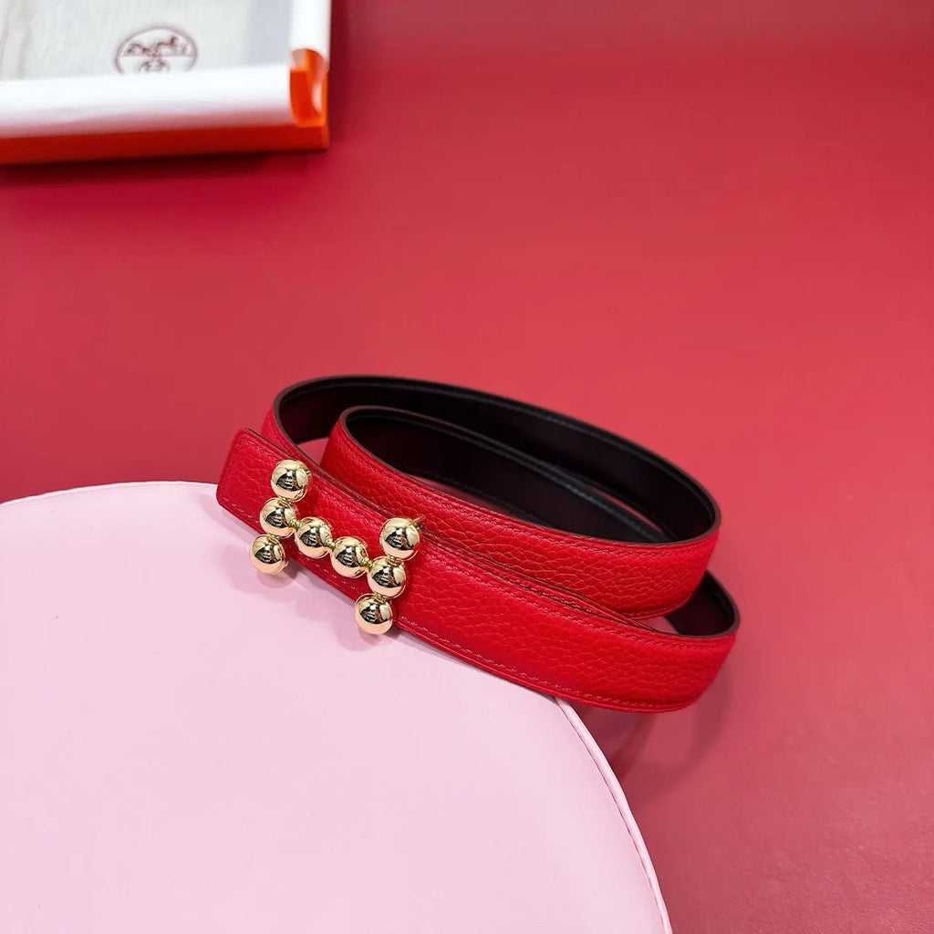 Hermes Red Leather Belt - Hình 4