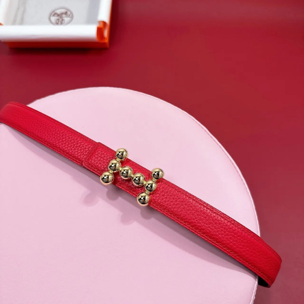Hermes Red Leather Belt - Hình 5