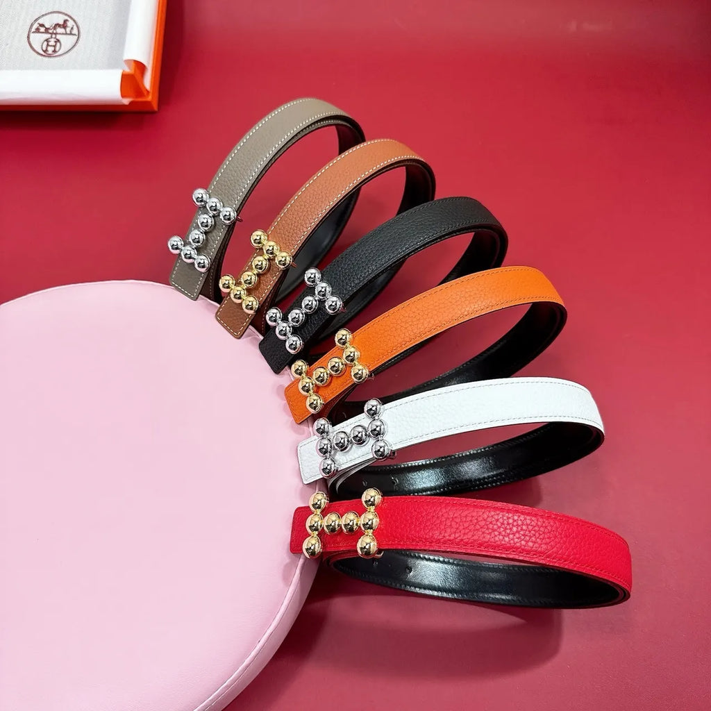 Hermes Red Leather Belt - Hình 6