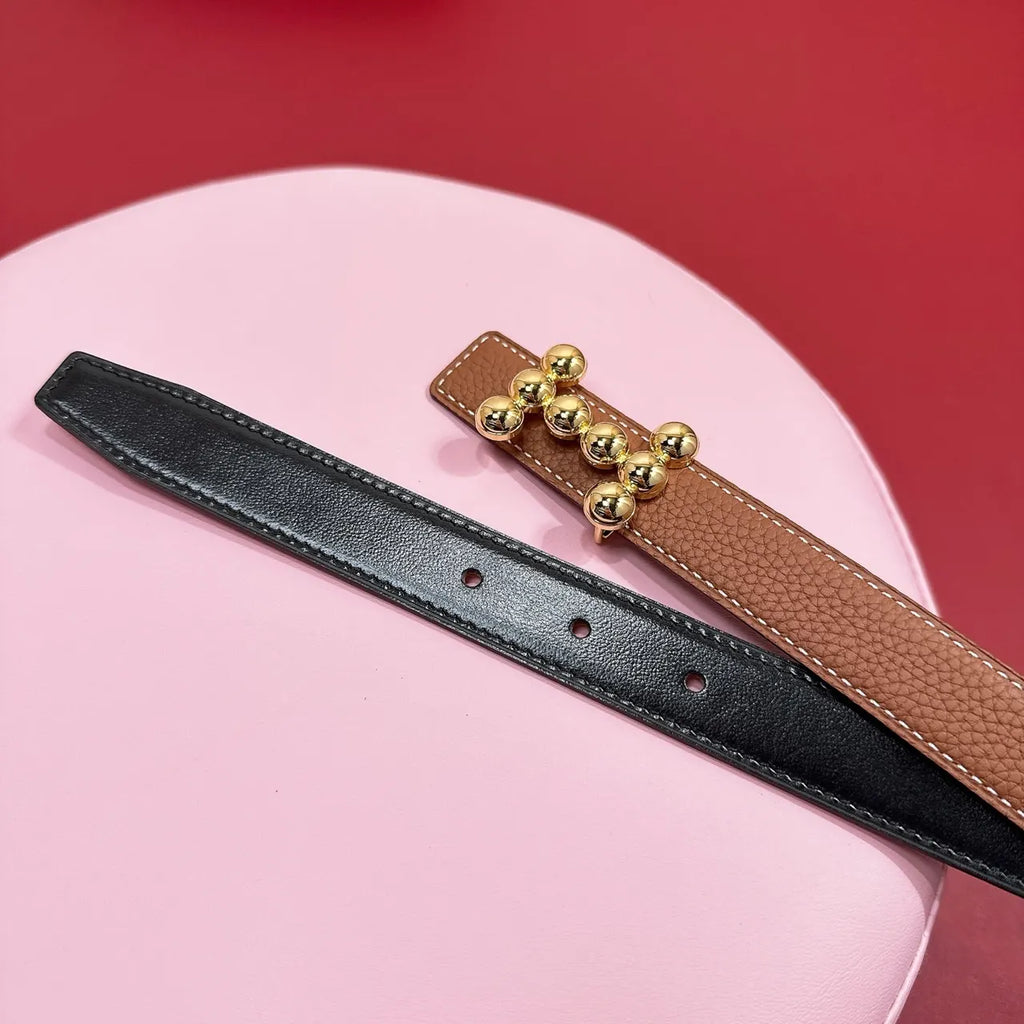 Hermes Gold Ball Buckle Belt - Hình 2