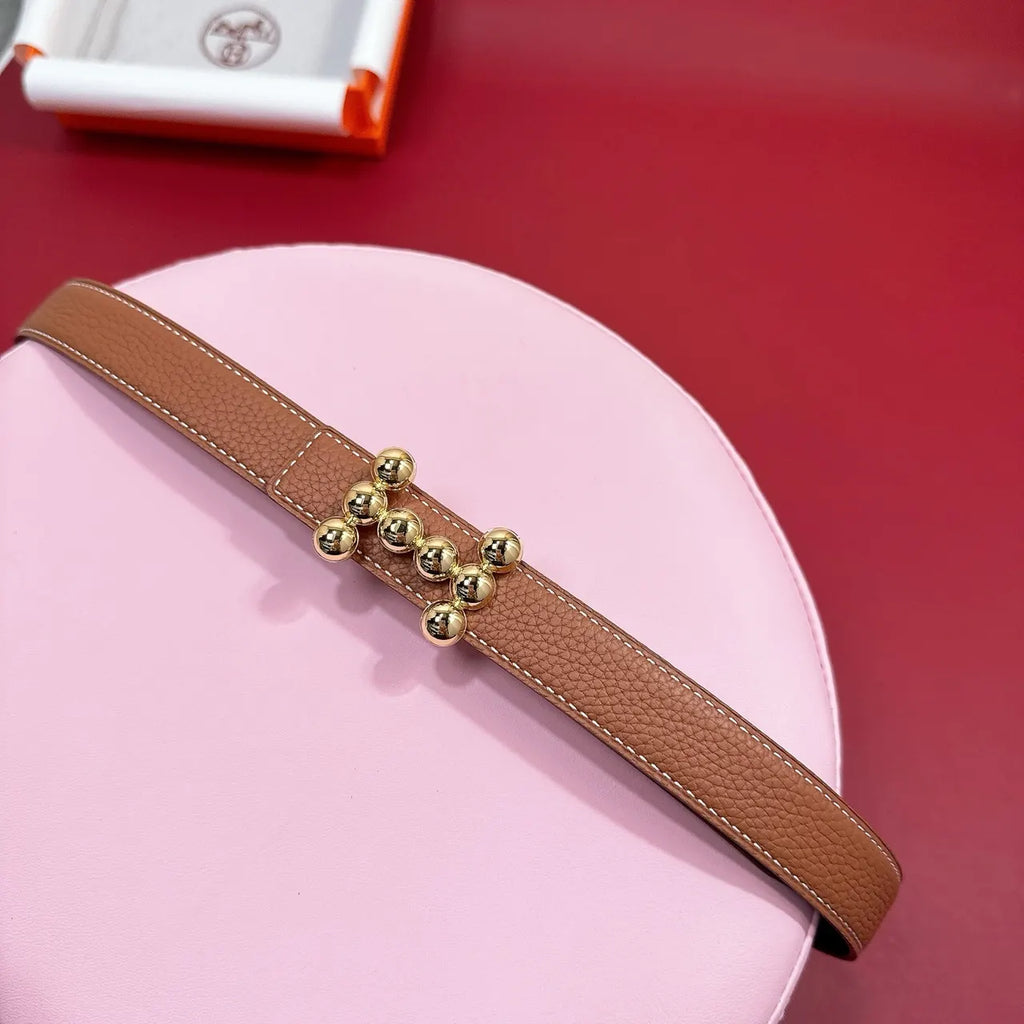 Hermes Gold Ball Buckle Belt - Hình 5