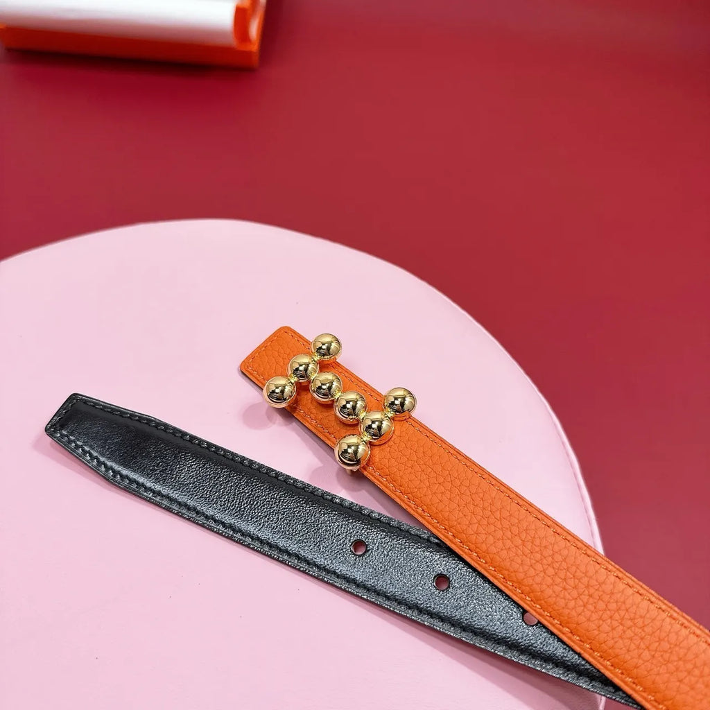 Hermes Orange Leather Belt - Hình 2