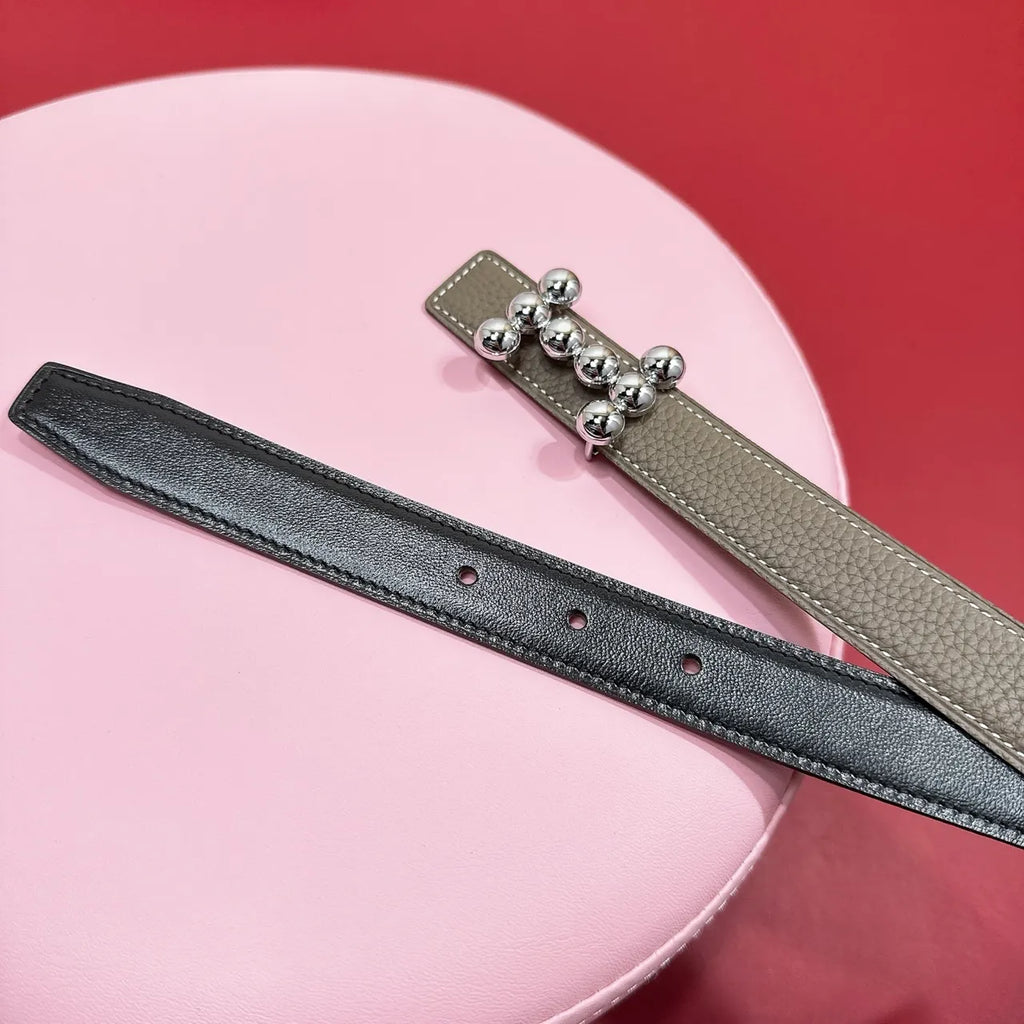 Hermes Grey Leather Belt silver - Hình 4