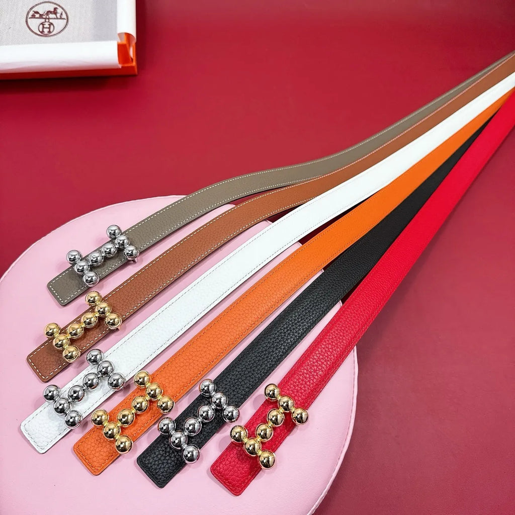 Hermes Grey Leather Belt silver - Hình 6