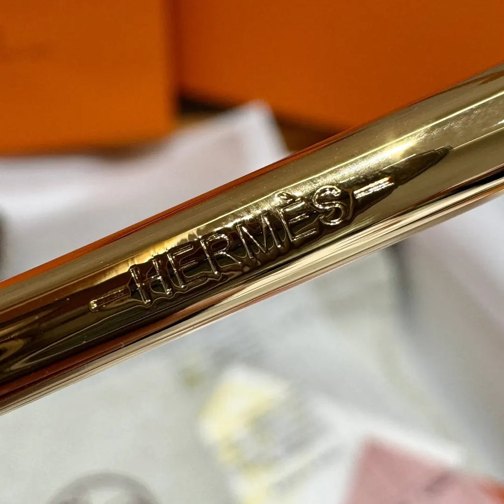 Hermes Gold Buckle Brown Leather Belt designer - Hình 8