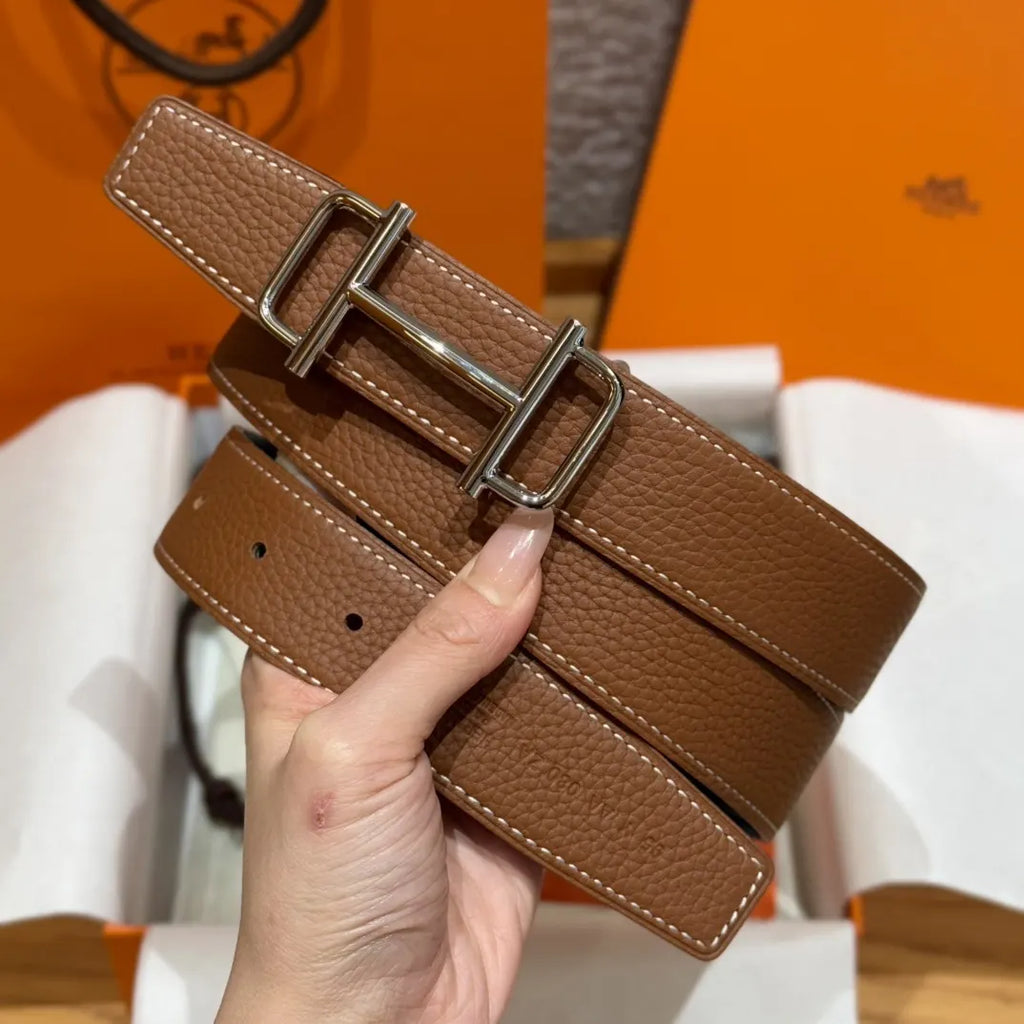 Hermes Gold Togo Leather Belt silver - Hình 2