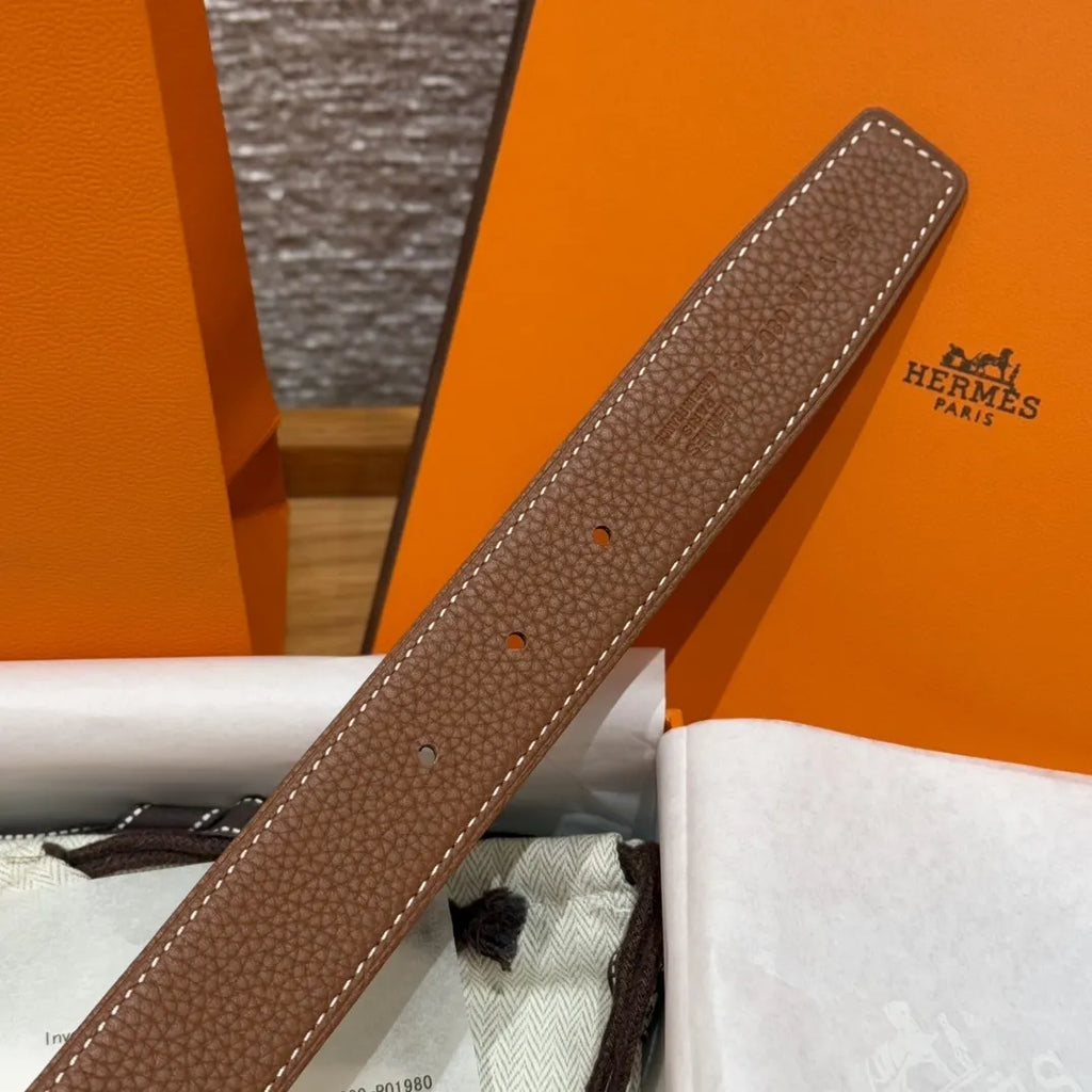 Hermes Gold Togo Leather Belt silver - Hình 5