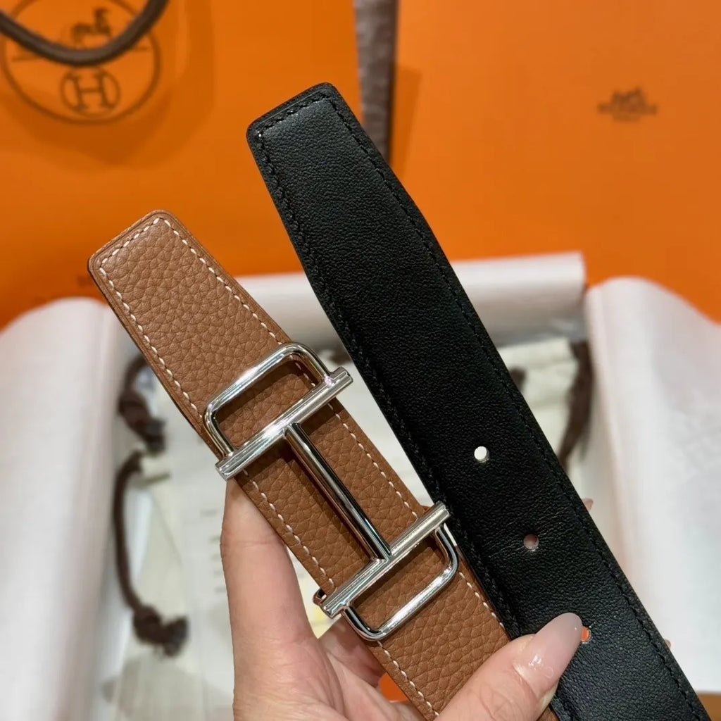 Hermes Gold Togo Leather Belt silver - Hình 7