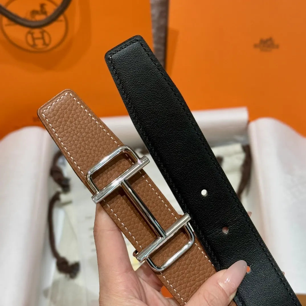Hermes Gold Togo Leather Belt silver - Hình 7