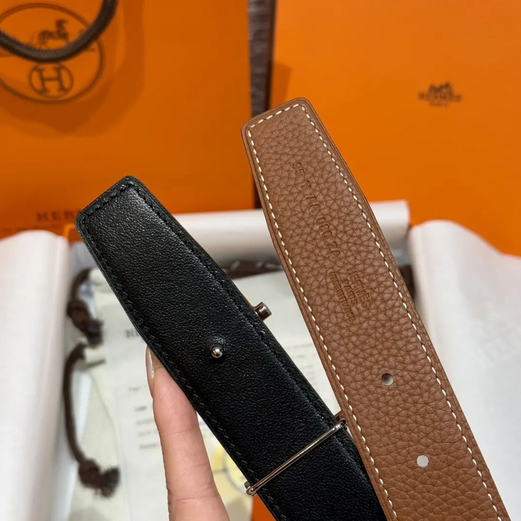 Hermes Gold Togo Leather Belt silver - Hình 8