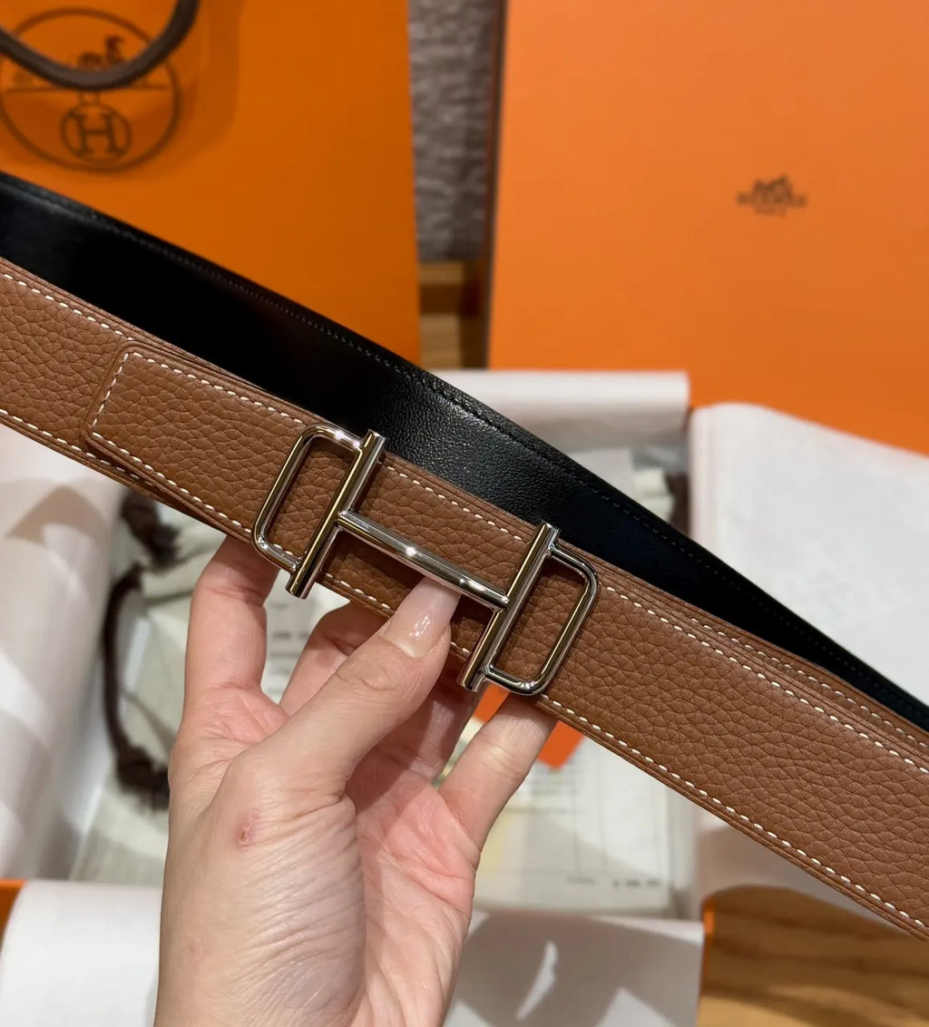Hermes Gold Togo Leather Belt silver - Hình 9