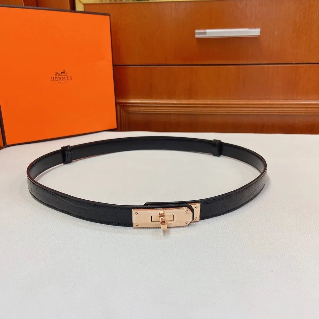 Hermes Black Alligator Leather Belt
