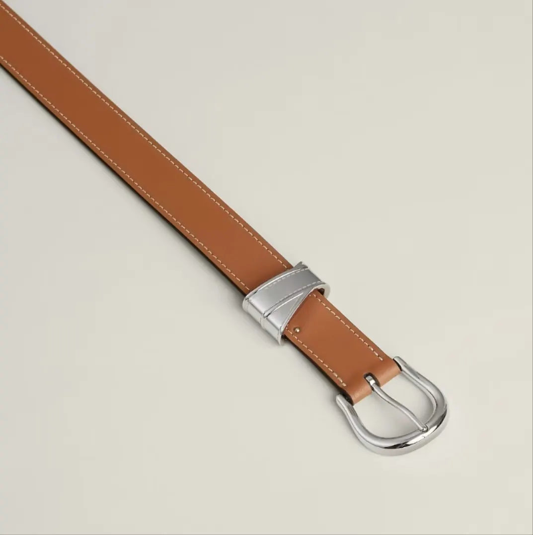 Mango Off-White Leather Belt