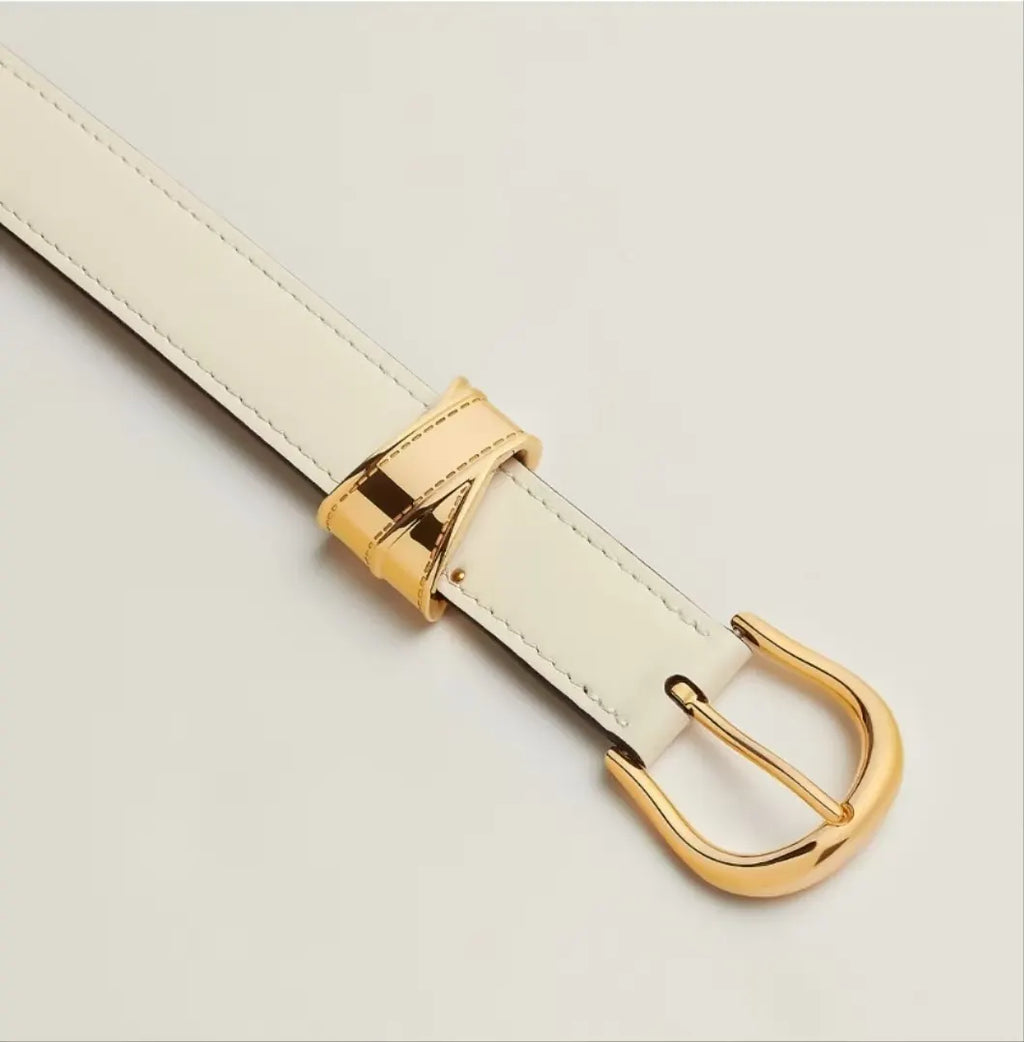 Mango Off-White Leather Belt - Hình 2