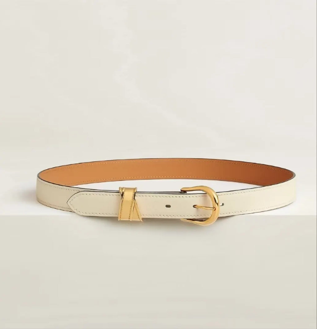 Mango Off-White Leather Belt - Hình 5