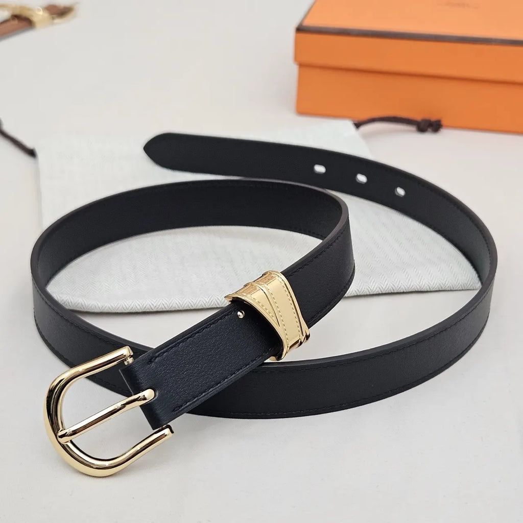 Hermes Gold Loop Leather Belt - Hình 5