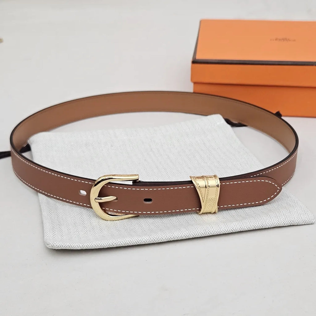 Hermes Light Brown Leather Belt - Hình 2