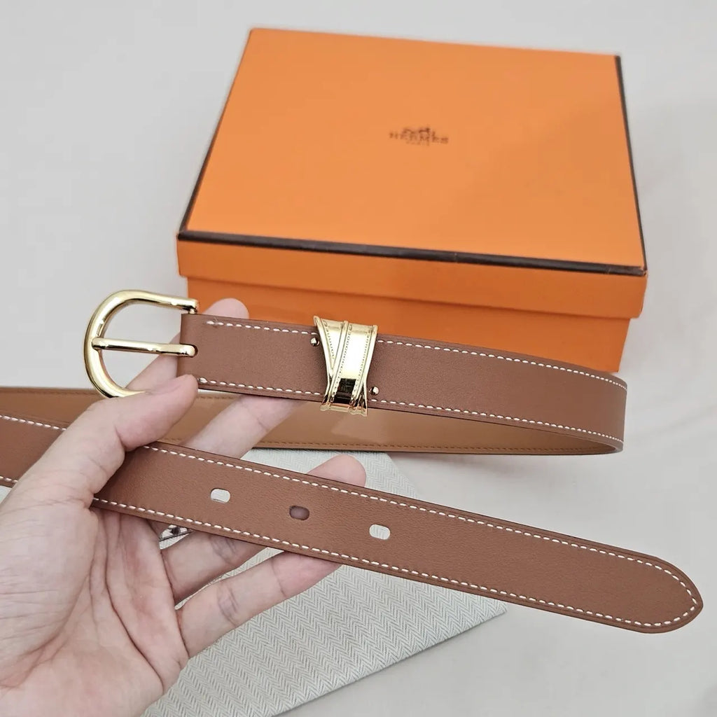 Hermes Light Brown Leather Belt - Hình 3