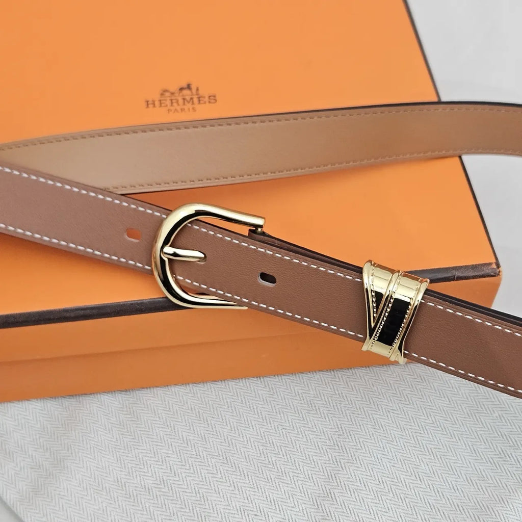 Hermes Light Brown Leather Belt - Hình 4