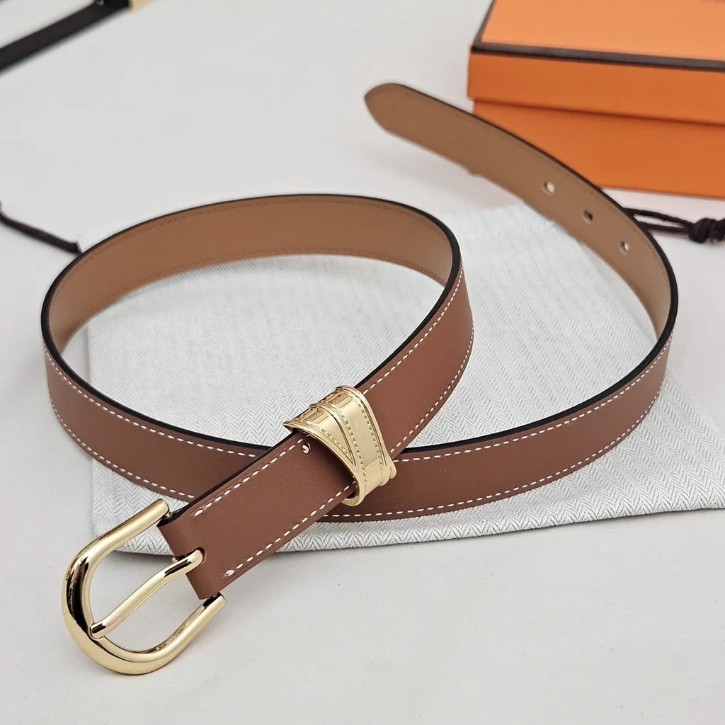 Hermes Light Brown Leather Belt - Hình 5