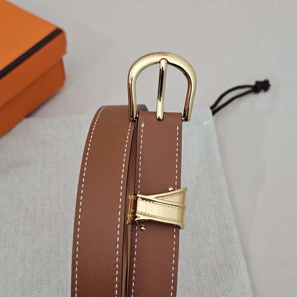 Hermes Light Brown Leather Belt - Hình 6