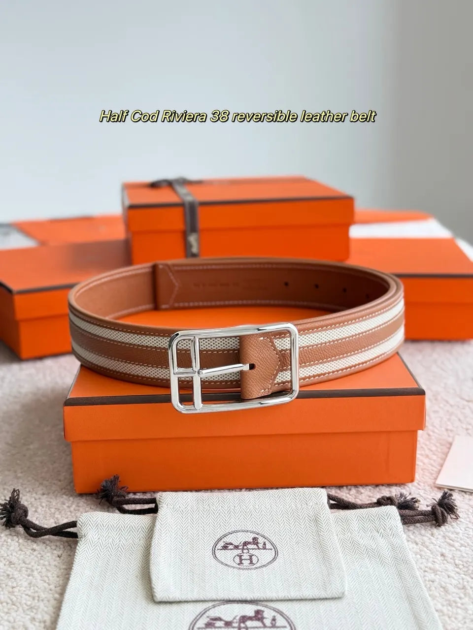Hermes Fauve Ecru Riviera Belt