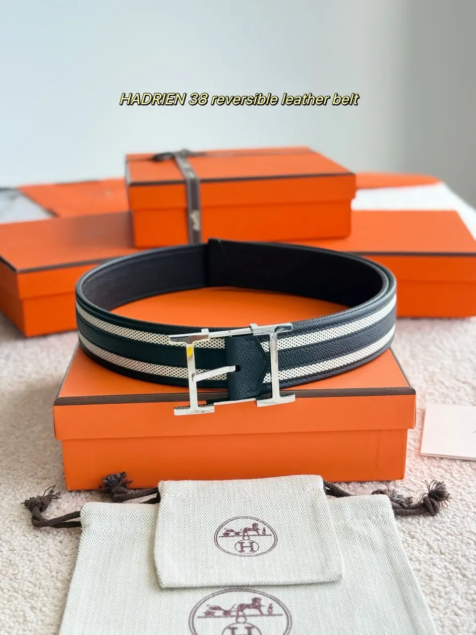 Hermes Hadrien Black/White Belt