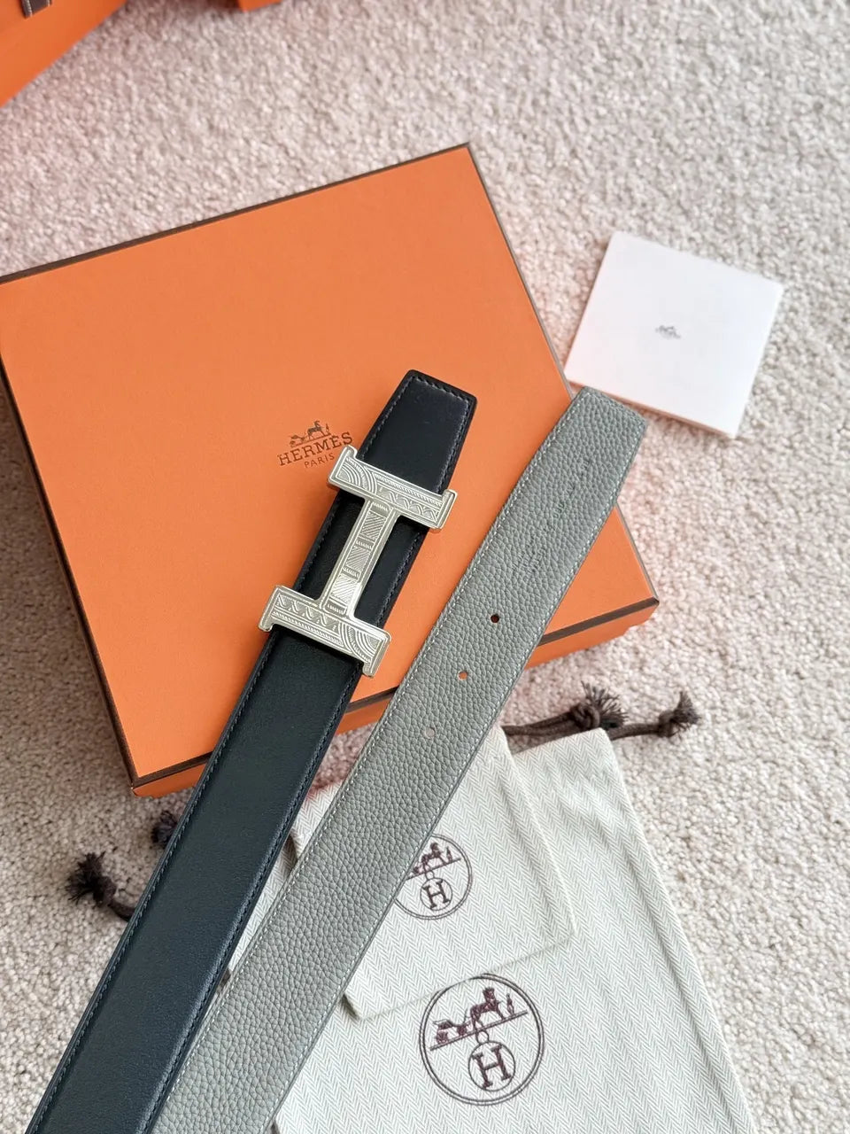 Hermes Touareg Silver Buckle Belt - Hình 2