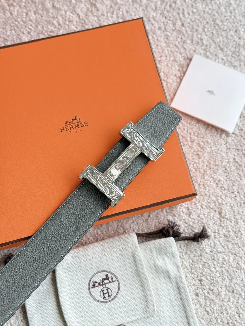 Hermes Touareg Silver Buckle Belt - Hình 3