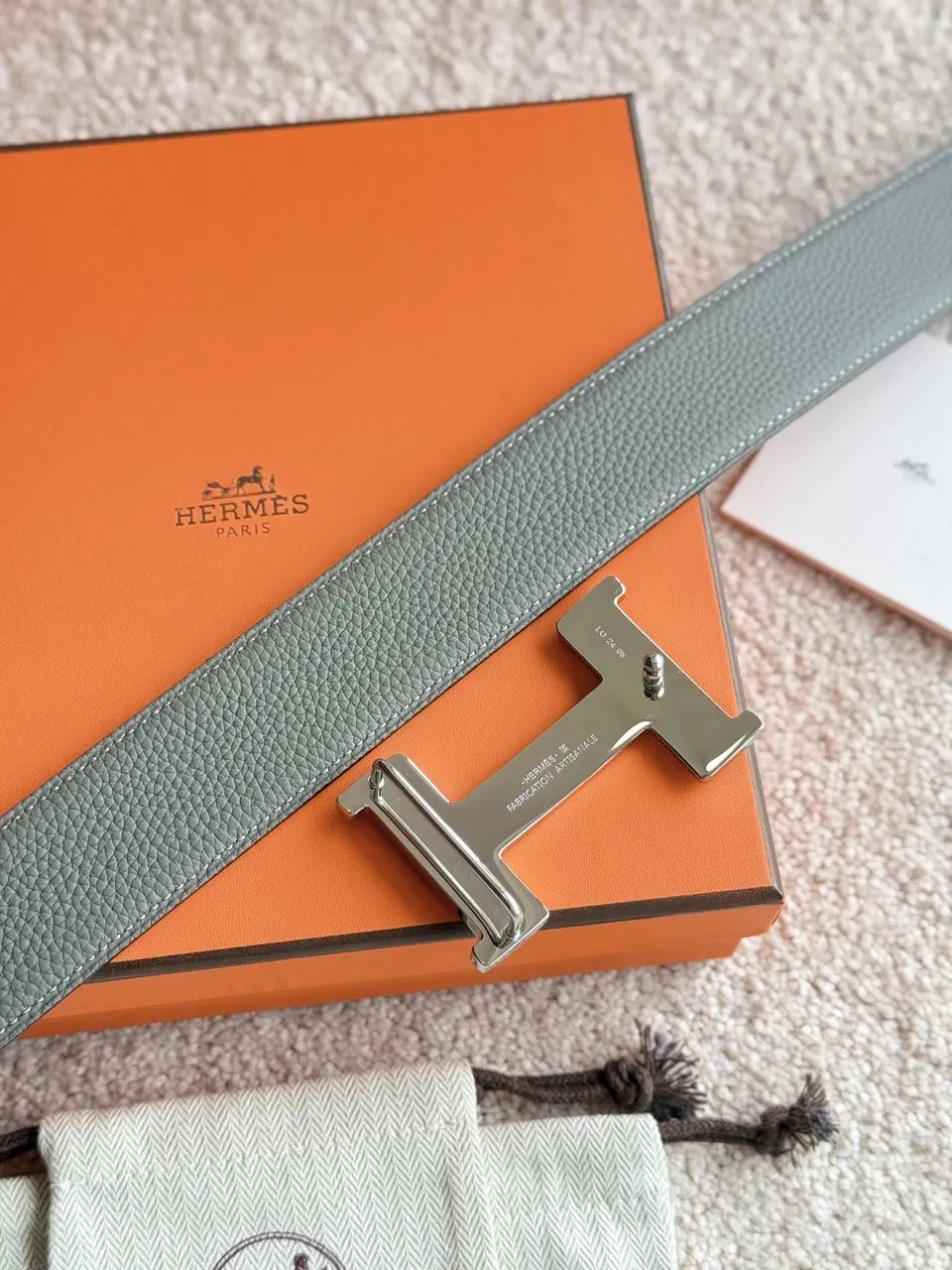 Hermes Touareg Silver Buckle Belt - Hình 5