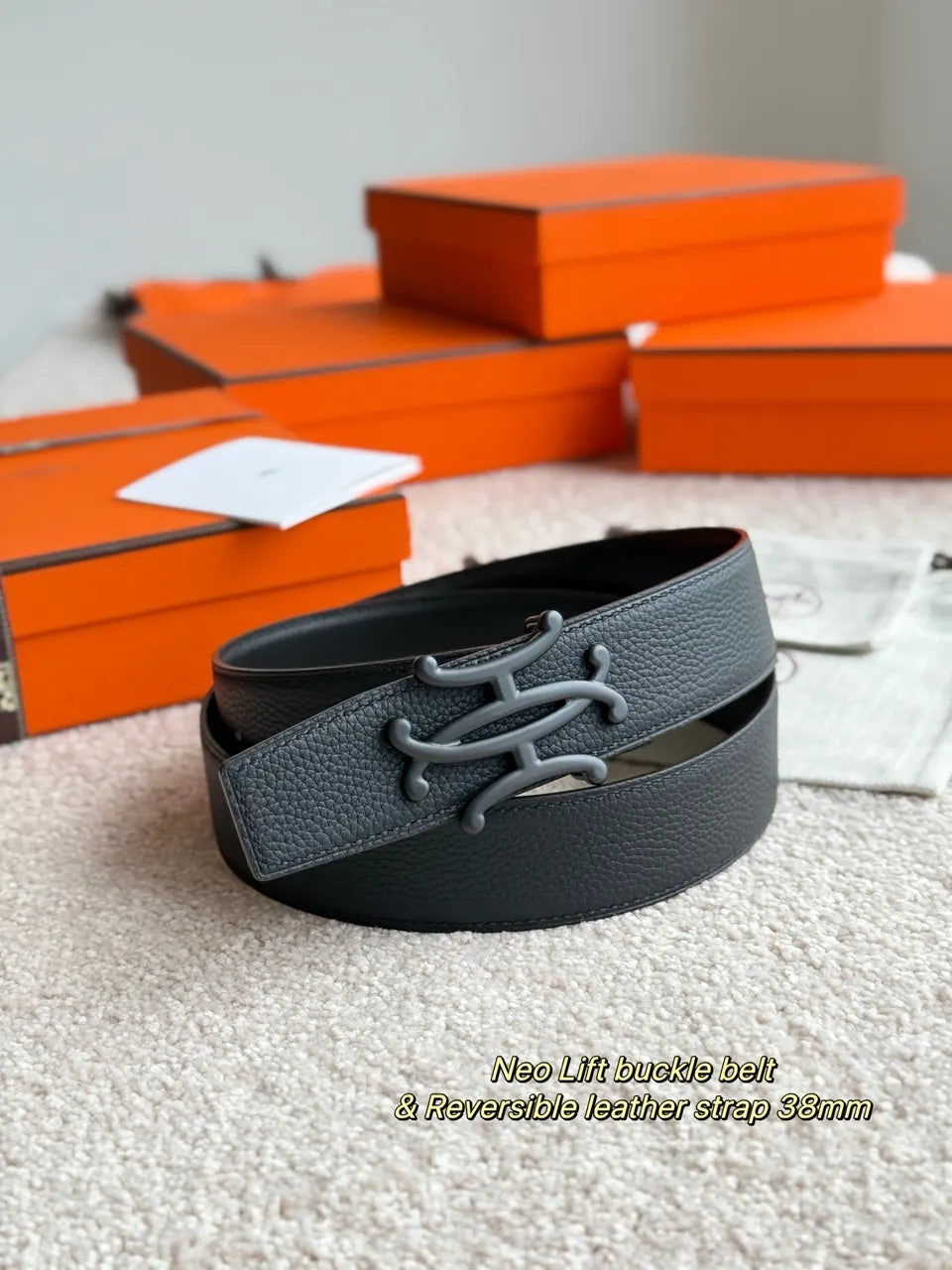 Hermes Black Reversible Neo Lift Belt - Hình 2