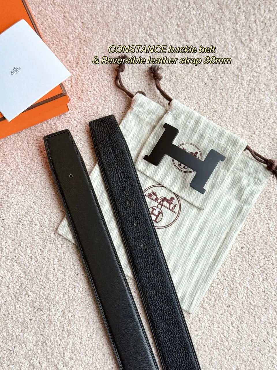 Hermes Matte Black Constance Belt