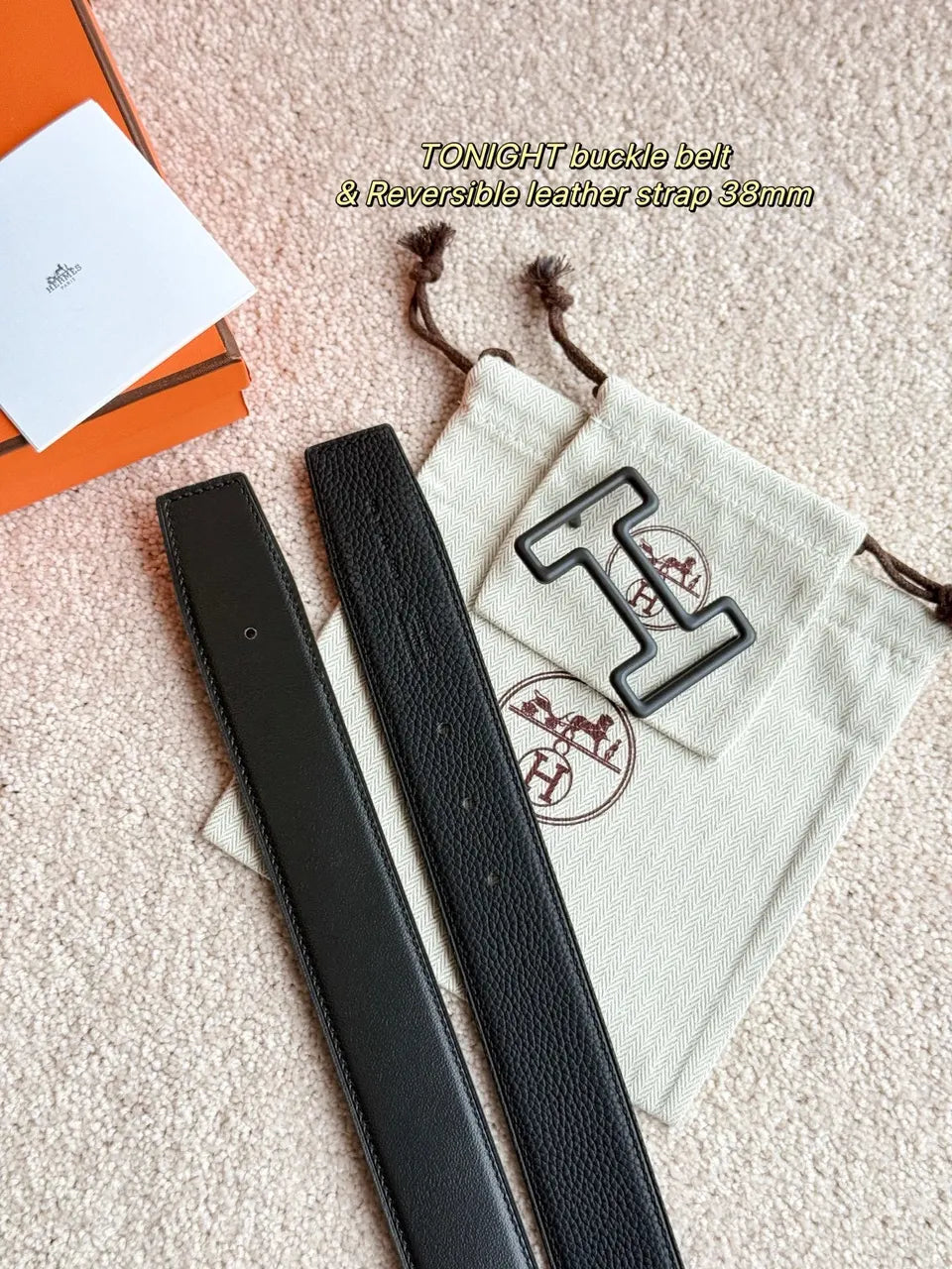 Hermes Tonight Black Reversible Belt