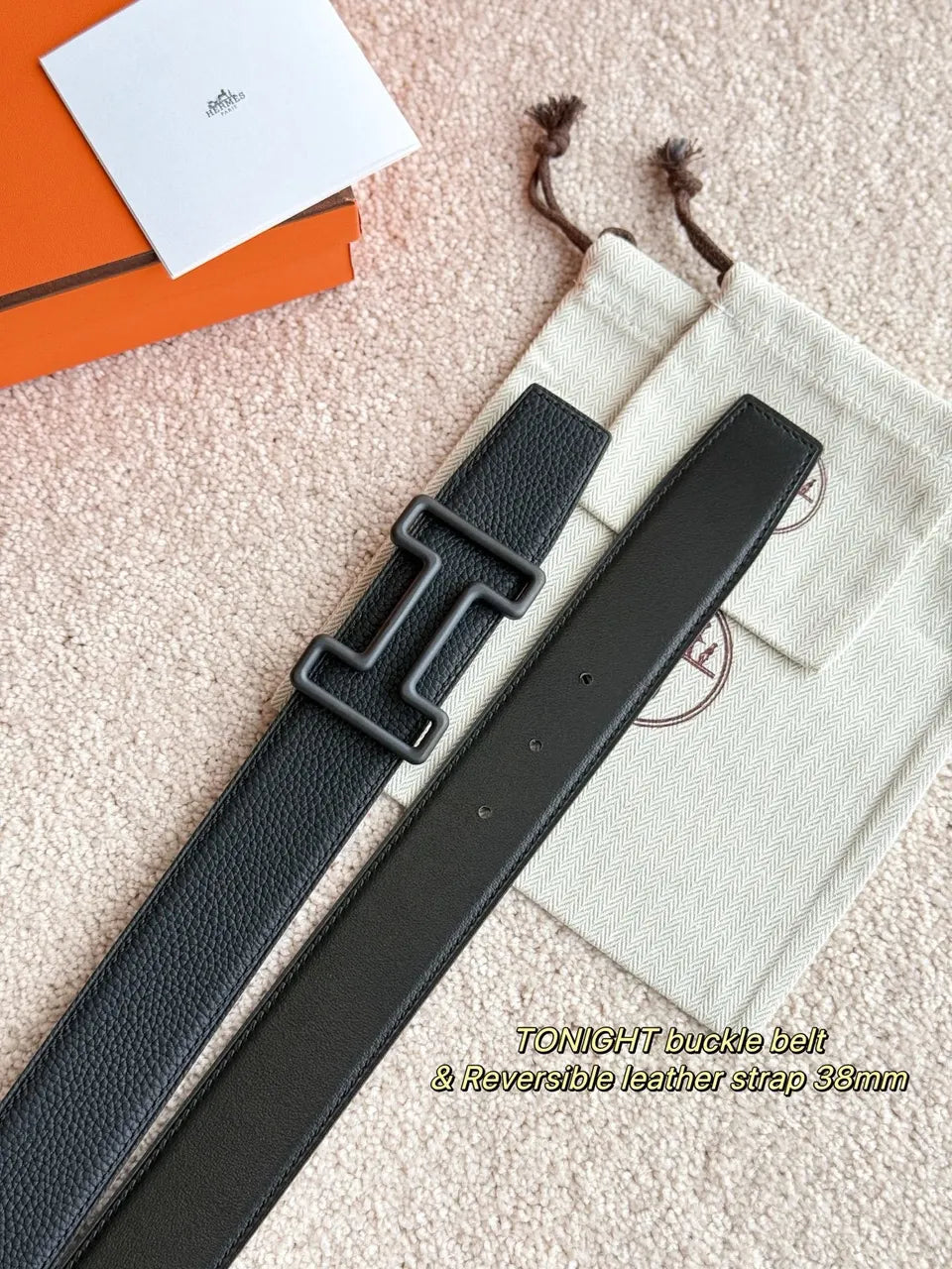 Hermes Tonight Black Reversible Belt - Hình 3