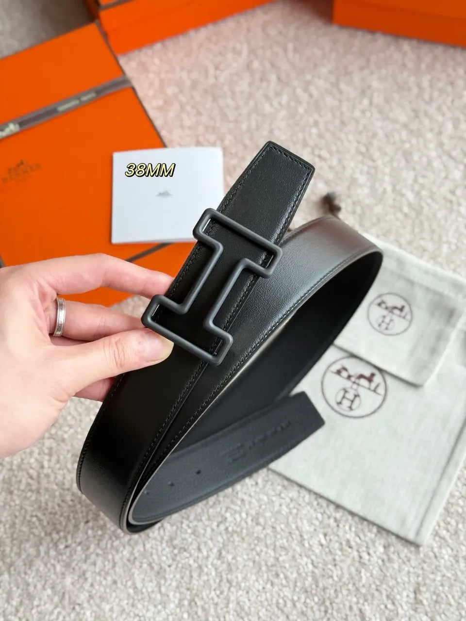 Hermes Tonight Black Reversible Belt - Hình 4