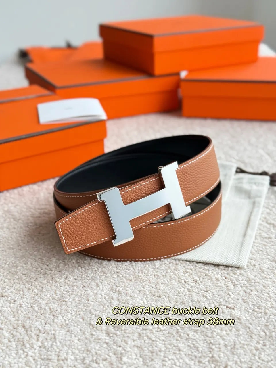 Hermes Constance 38mm Reversible Leather Belt - Hình 2