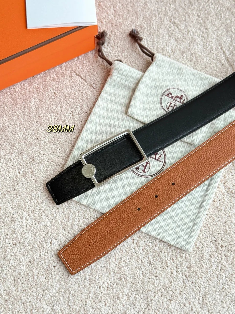 Hermes Oscar Reversible Belt - Hình 4