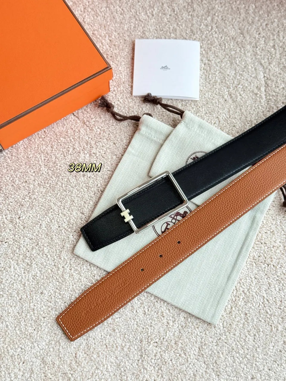 Hermes Reversible Black Brown Belt - Hình 5