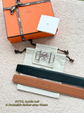 black Hermes Reversible Leather Belt